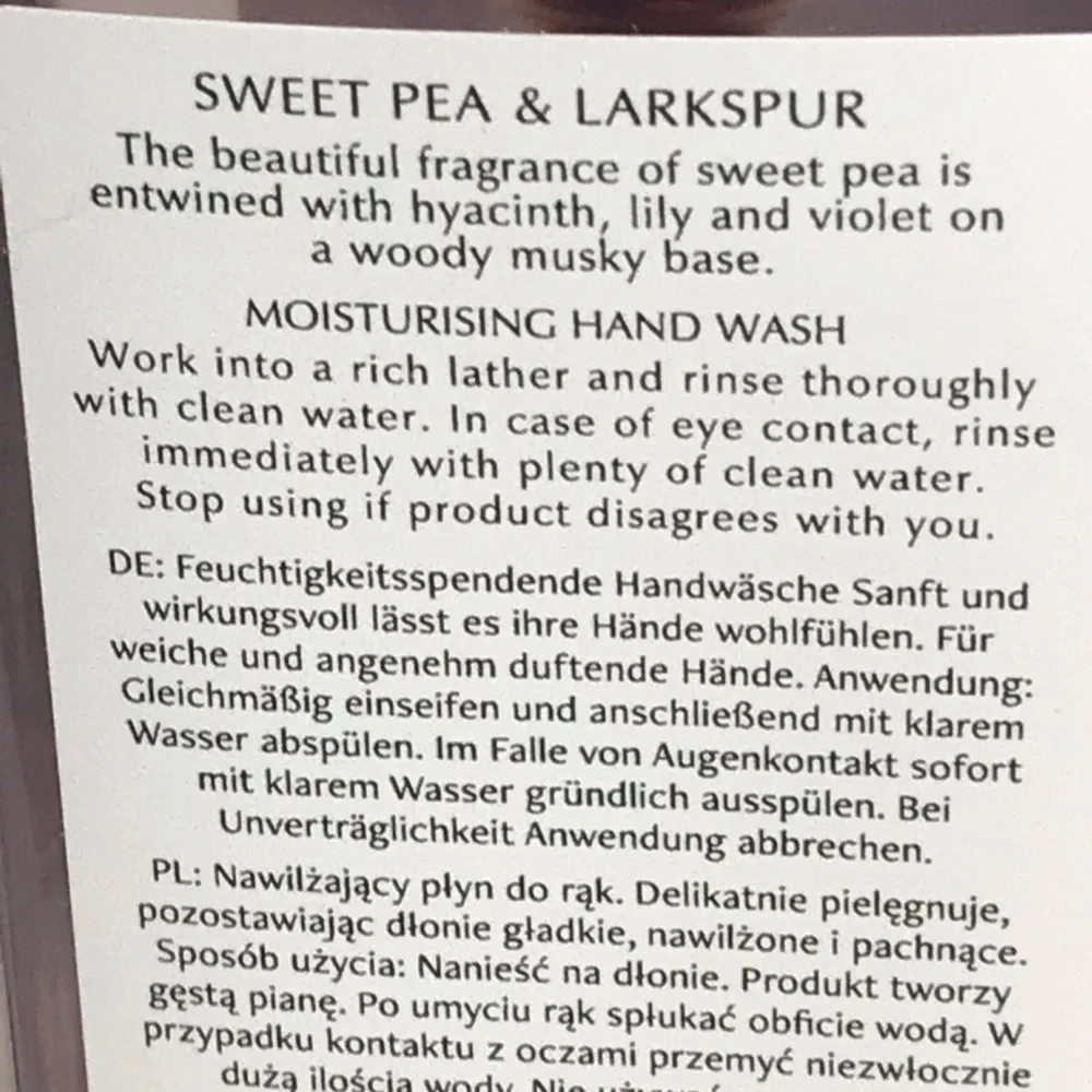 NEW - PECKSNIFF'S Limited Edition Sweet Pea & Larkspur Moisturizing Hand Wash